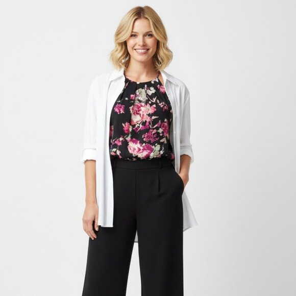 Joie 100% Silk All In Good Time Sleeveless Dark Floral Blouse Top S - Picture 10 of 11